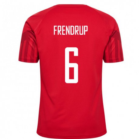 Kandiny Mujer Camiseta Dinamarca Morten Frendrup #6 Rojo 1ª Equipación 22-24 La Camisa Chile