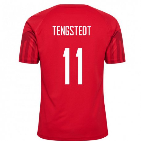 Kandiny Mujer Camiseta Dinamarca Casper Tengstedt #11 Rojo 1ª Equipación 22-24 La Camisa Chile