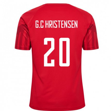 Kandiny Mujer Camiseta Dinamarca Gustav Christensen #20 Rojo 1ª Equipación 22-24 La Camisa Chile