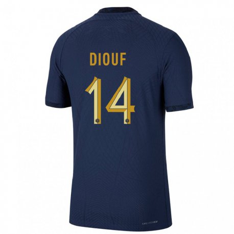 Kandiny Mujer Camiseta Francia Andy Diouf #14 Azul Marino 1ª Equipación 22-24 La Camisa Chile