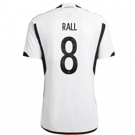 Kandiny Mujer Camiseta Alemania Maximiliane Rall #8 Blanco Negro 1ª Equipación 22-24 La Camisa Chile
