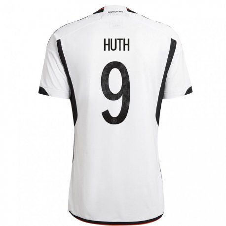 Kandiny Mujer Camiseta Alemania Svenja Huth #9 Blanco Negro 1ª Equipación 22-24 La Camisa Chile