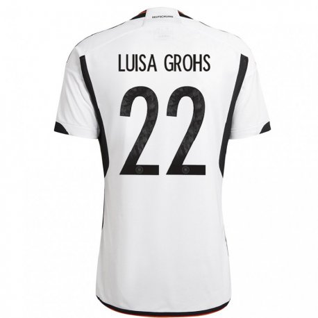 Kandiny Mujer Camiseta Alemania Maria Luisa Grohs #22 Blanco Negro 1ª Equipación 22-24 La Camisa Chile