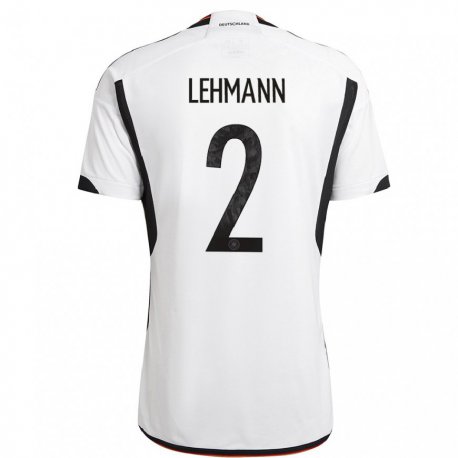 Kandiny Mujer Camiseta Alemania Paul Lehmann #2 Blanco Negro 1ª Equipación 22-24 La Camisa Chile