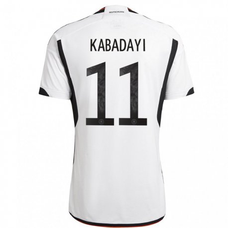 Kandiny Mujer Camiseta Alemania Yusuf Kabadayi #11 Blanco Negro 1ª Equipación 22-24 La Camisa Chile