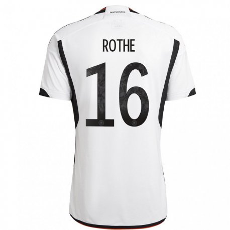 Kandiny Mujer Camiseta Alemania Tom Rothe #16 Blanco Negro 1ª Equipación 22-24 La Camisa Chile