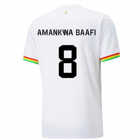Kandiny Mujer Camiseta Ghana Yaw Amankwa Baafi #8 Blanco 1ª Equipación 22-24 La Camisa Chile