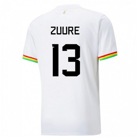 Kandiny Mujer Camiseta Ghana Moses Salifu Bawa Zuure #13 Blanco 1ª Equipación 22-24 La Camisa Chile