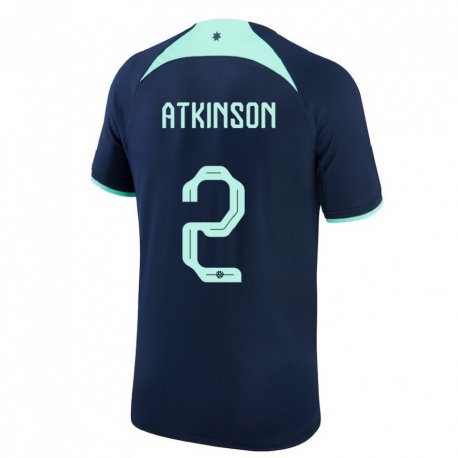 Kandiny Mujer Camiseta Australia Nathaniel Atkinson #2 Azul Oscuro 2ª Equipación 22-24 La Camisa Chile