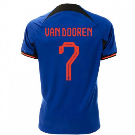Kandiny Mujer Camiseta Países Bajos Kayleigh Van Dooren #7 Azul Real 2ª Equipación 22-24 La Camisa Chile