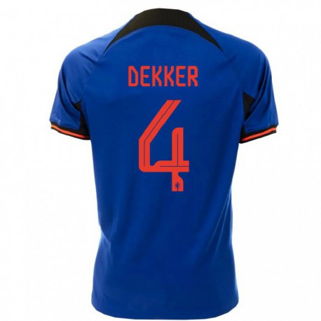 Kandiny Mujer Camiseta Países Bajos Maxim Dekker #4 Azul Real 2ª Equipación 22-24 La Camisa Chile