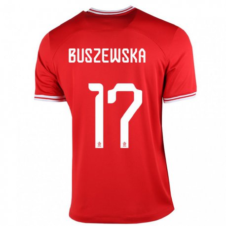 Kandiny Mujer Camiseta Polonia Zofia Buszewska #17 Rojo 2ª Equipación 22-24 La Camisa Chile