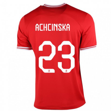 Kandiny Mujer Camiseta Polonia Adriana Achcinska #23 Rojo 2ª Equipación 22-24 La Camisa Chile