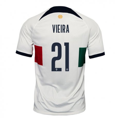 Kandiny Mujer Camiseta Portugal Fabio Vieira #21 Blanco 2ª Equipación 22-24 La Camisa Chile