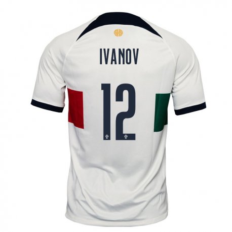 Kandiny Mujer Camiseta Portugal David Ivanov #12 Blanco 2ª Equipación 22-24 La Camisa Chile