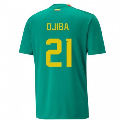 Kandiny Mujer Camiseta Senegal Francois Djiba #21 Verde 2ª Equipación 22-24 La Camisa Chile