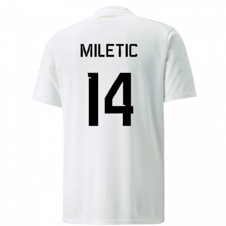 Kandiny Mujer Camiseta Serbia Vladimir Miletic #14 Blanco 2ª Equipación 22-24 La Camisa Chile