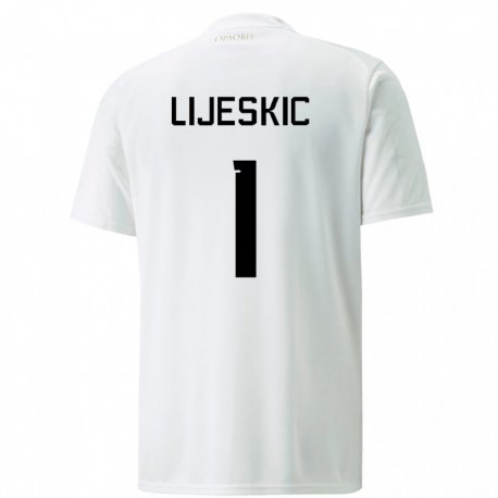 Kandiny Mujer Camiseta Serbia Luka Lijeskic #1 Blanco 2ª Equipación 22-24 La Camisa Chile