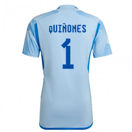 Kandiny Mujer Camiseta España Mariasun Quinones #1 Cielo Azul 2ª Equipación 22-24 La Camisa Chile