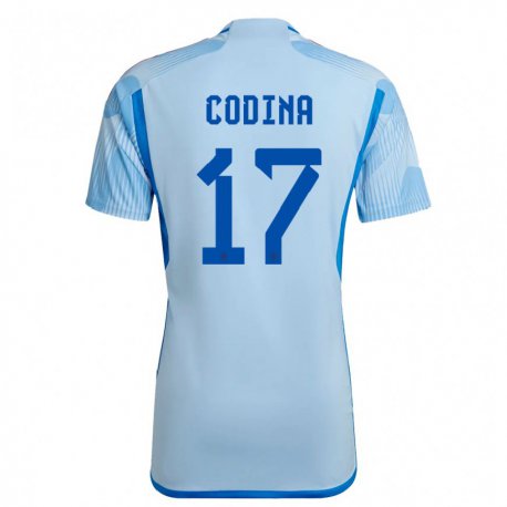 Kandiny Mujer Camiseta España Laia Codina #17 Cielo Azul 2ª Equipación 22-24 La Camisa Chile
