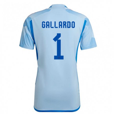 Kandiny Mujer Camiseta España Dolores Gallardo #1 Cielo Azul 2ª Equipación 22-24 La Camisa Chile