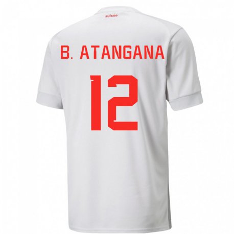 Kandiny Mujer Camiseta Suiza Brian Ernest Atangana #12 Blanco 2ª Equipación 22-24 La Camisa Chile