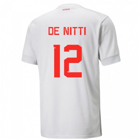 Kandiny Mujer Camiseta Suiza Gianni De Nitti #12 Blanco 2ª Equipación 22-24 La Camisa Chile