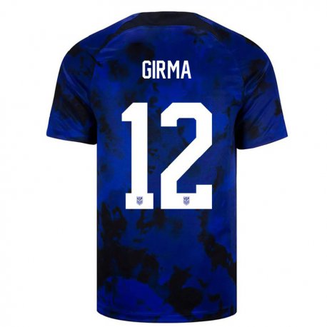Kandiny Mujer Camiseta Estados Unidos Naomi Girma #12 Azul Real 2ª Equipación 22-24 La Camisa Chile