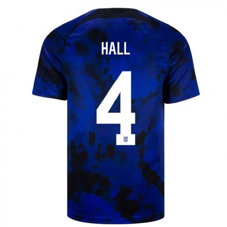 Kandiny Mujer Camiseta Estados Unidos Tyler Hall #4 Azul Real 2ª Equipación 22-24 La Camisa Chile