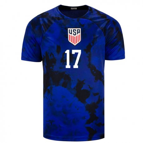 Kandiny Mujer Camiseta Estados Unidos Brian Gutierrez #17 Azul Real 2ª Equipación 22-24 La Camisa Chile