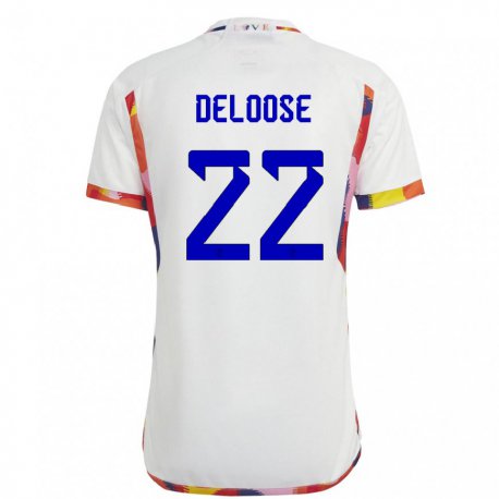 Kandiny Mujer Camiseta Bélgica Laura Deloose #22 Blanco 2ª Equipación 22-24 La Camisa Chile