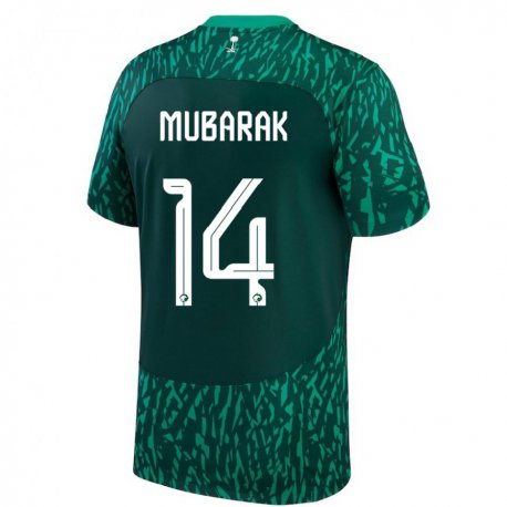 Kandiny Mujer Camiseta Arabia Saudita Al Bandari Mubarak #14 Verde Oscuro 2ª Equipación 22-24 La Camisa Chile