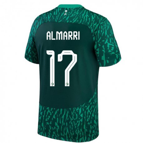 Kandiny Mujer Camiseta Arabia Saudita Mohammed Almarri #17 Verde Oscuro 2ª Equipación 22-24 La Camisa Chile