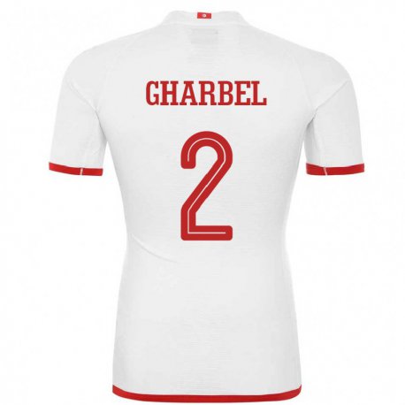 Kandiny Mujer Camiseta Túnez Mahmoud Gharbel #2 Blanco 2ª Equipación 22-24 La Camisa Chile