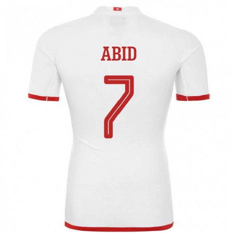Kandiny Mujer Camiseta Túnez Aziz Abid #7 Blanco 2ª Equipación 22-24 La Camisa Chile