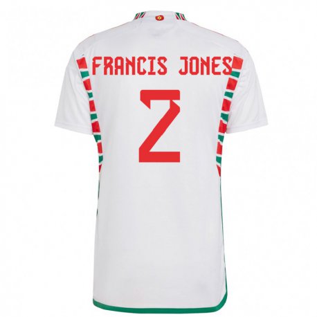 Kandiny Mujer Camiseta Gales Maria Francis Jones #2 Blanco 2ª Equipación 22-24 La Camisa Chile