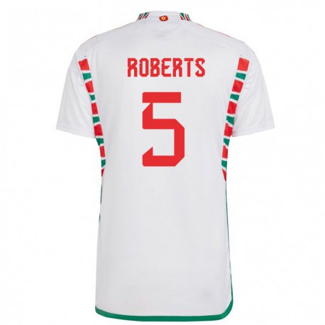 Kandiny Mujer Camiseta Gales Rhiannon Roberts #5 Blanco 2ª Equipación 22-24 La Camisa Chile
