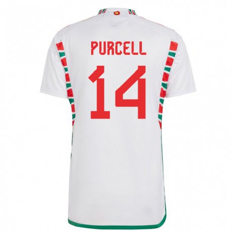 Kandiny Mujer Camiseta Gales Benjamin Purcell #14 Blanco 2ª Equipación 22-24 La Camisa Chile