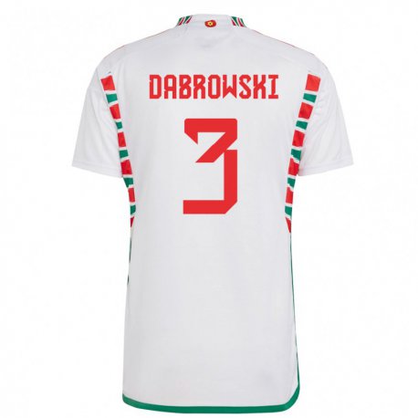 Kandiny Mujer Camiseta Gales Sebastian Dabrowski #3 Blanco 2ª Equipación 22-24 La Camisa Chile
