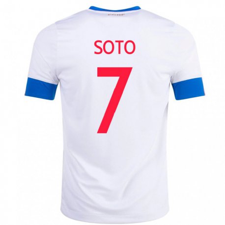 Kandiny Mujer Camiseta Costa Rica Andrey Soto #7 Blanco 2ª Equipación 22-24 La Camisa Chile