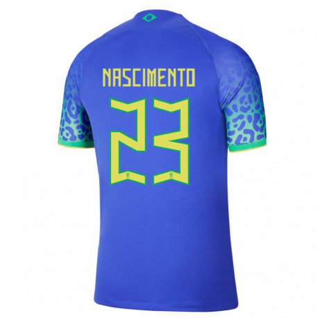 Kandiny Mujer Camiseta Brasil Matheus Nascimento #23 Azul 2ª Equipación 22-24 La Camisa Chile