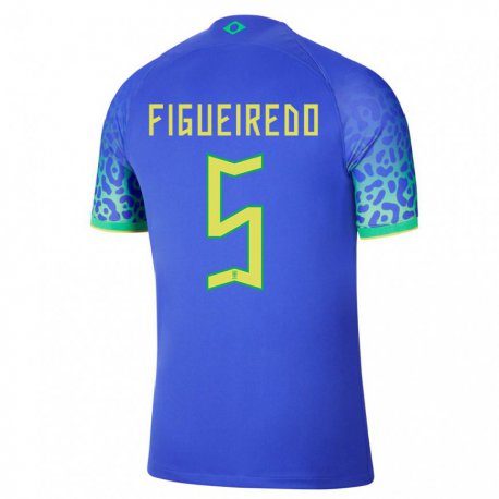 Kandiny Mujer Camiseta Brasil Vitor Figueiredo #5 Azul 2ª Equipación 22-24 La Camisa Chile