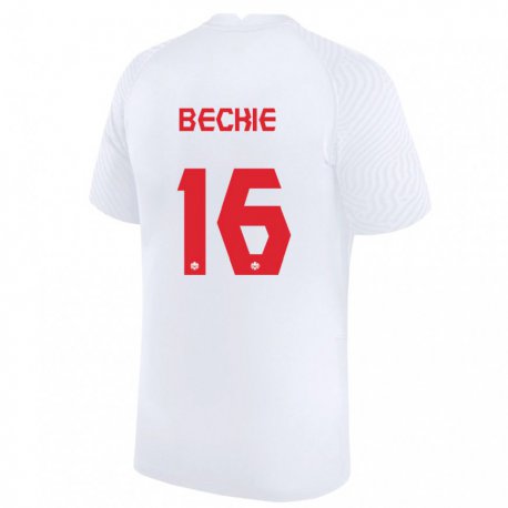 Kandiny Mujer Camiseta Canadá Janine Beckie #16 Blanco 2ª Equipación 22-24 La Camisa Chile