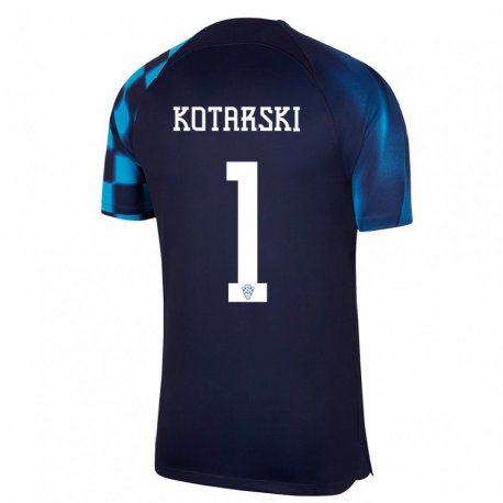 Kandiny Mujer Camiseta Croacia Dominik Kotarski #1 Azul Oscuro 2ª Equipación 22-24 La Camisa Chile