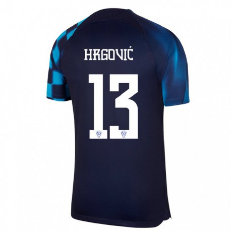 Kandiny Mujer Camiseta Croacia Simun Hrgovic #13 Azul Oscuro 2ª Equipación 22-24 La Camisa Chile