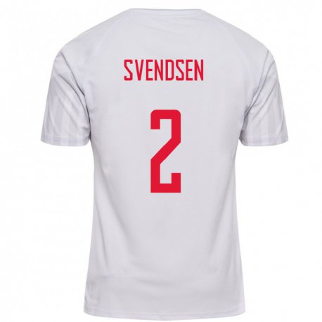 Kandiny Mujer Camiseta Dinamarca Oliver Svendsen #2 Blanco 2ª Equipación 22-24 La Camisa Chile