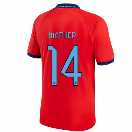 Kandiny Mujer Camiseta Inglaterra Sam Mather #14 Rojo 2ª Equipación 22-24 La Camisa Chile