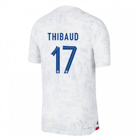 Kandiny Mujer Camiseta Francia Julie Thibaud #17 Blanco Azul 2ª Equipación 22-24 La Camisa Chile