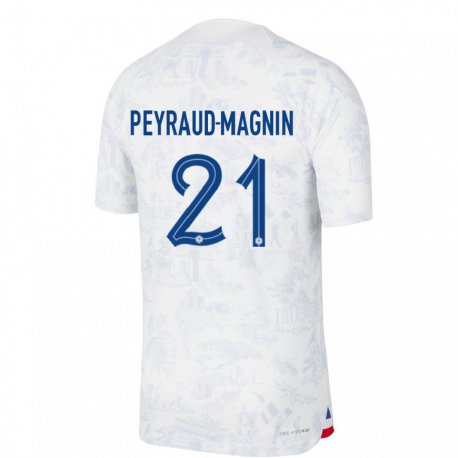 Kandiny Mujer Camiseta Francia Pauline Peyraud Magnin #21 Blanco Azul 2ª Equipación 22-24 La Camisa Chile