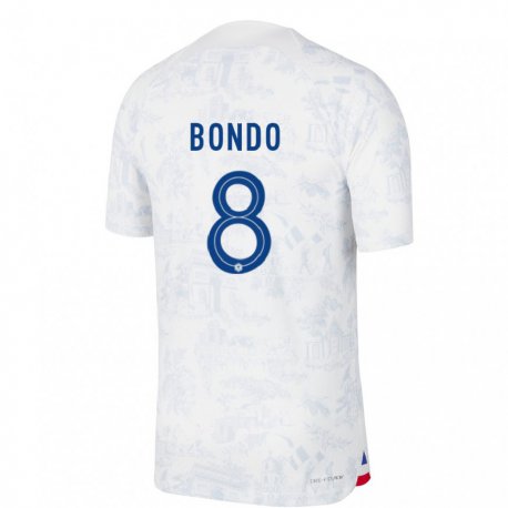 Kandiny Mujer Camiseta Francia Warren Bondo #8 Blanco Azul 2ª Equipación 22-24 La Camisa Chile